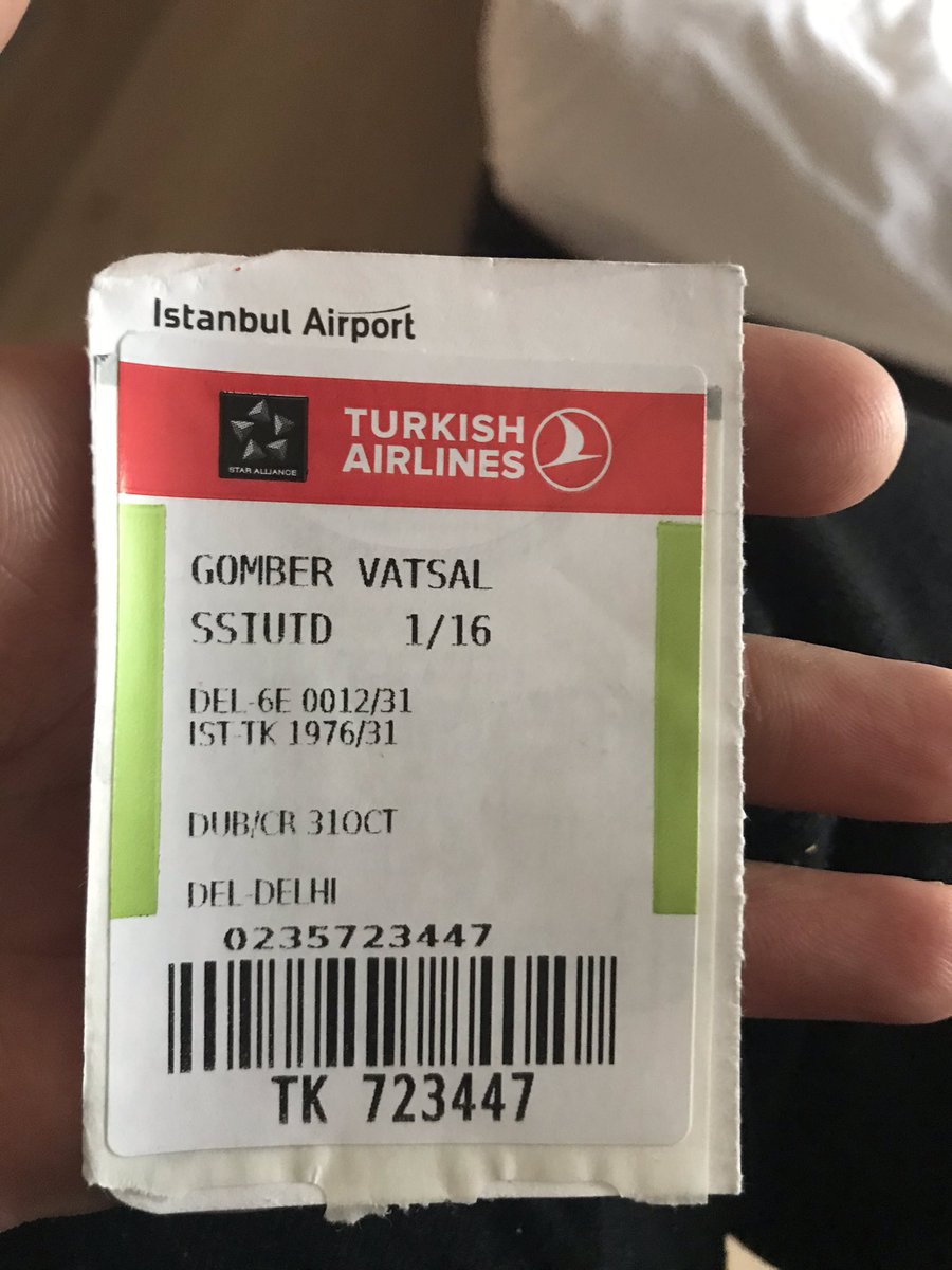 vatsalgomber's tweet photo. All we’ve got is this stub here. Luggage was checked in to go straight to Delhi. Just need to figure out if its still meant to be in Istanbul or if I’ll have to deal with luggage collection in Delhi. https://t.co/0DO5nocCrg