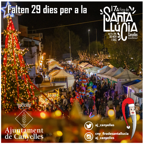 Aj_Canyelles's tweet image. Falten 29 dies per la Fira de Santa Llúcia de @Aj_Canyelles 
#canyellesesnadal #viulamagiadelnadal #canyellescapitaldelnadal