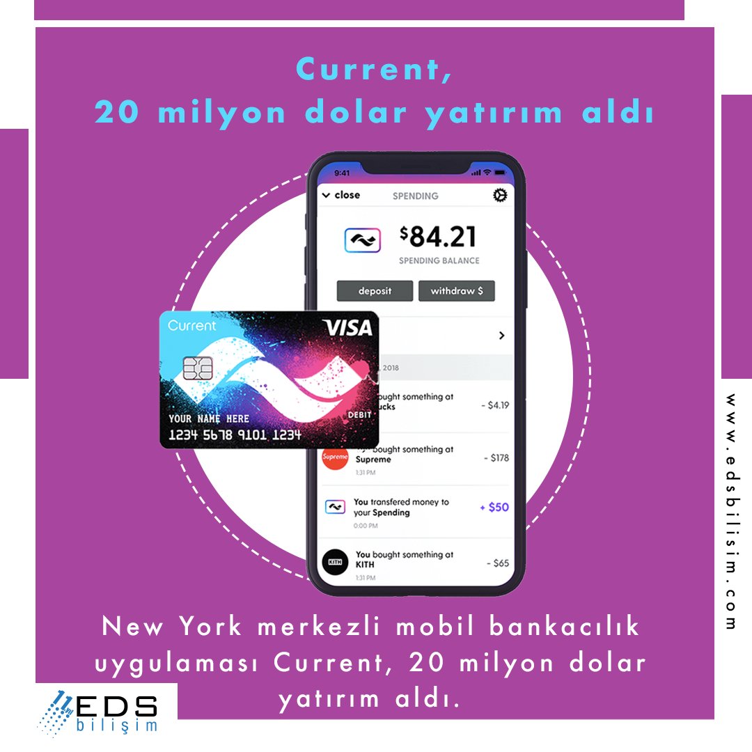 edsbilisim's tweet photo. #Current 20 Milyon Dolar Yatırım Aldı. #mobilbankacılık #mobilebank #pay #paysystems #ödeme #girişim #startup https://t.co/4OhShb5h7x
