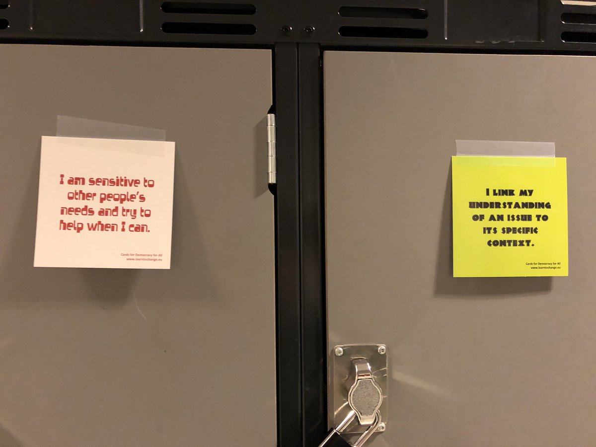 bar_zie's tweet photo. 72 cards developed by Learn to Change hang on my students’ school lockers:) #democracy #learntochange #nannestadvgs @eTwinningNorge @eTwinningEurope @eTwinningPolska https://t.co/LF6oLhFYLb