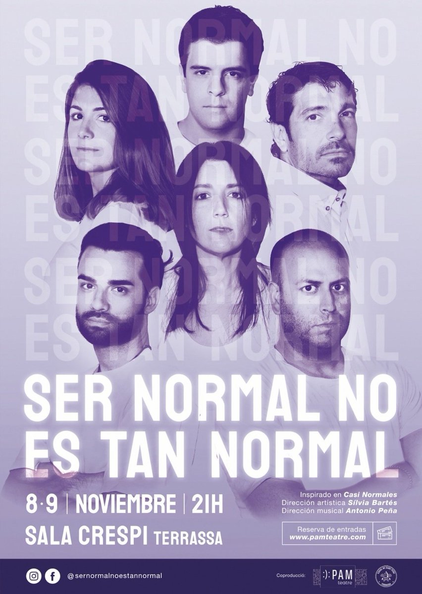 PAMTeatre's tweet photo. 💜 𝗘𝗦𝗣𝗘𝗖𝗜𝗔𝗟 𝟮𝗫𝟭 💜
🎟️ 𝗥𝗘𝗚𝗔𝗟𝗘𝗠 𝗘𝗡𝗧𝗥𝗔𝗗𝗘𝗦 pel musical 𝗦𝗘𝗥 𝗡𝗢𝗥𝗠𝗔𝗟 𝗡𝗢 𝗘𝗦 𝗧𝗔𝗡 𝗡𝗢𝗥𝗠𝗔𝗟 🎟 Només avui fins les 20h!

1⃣ Segueix-nos a @PAMTeatre
2⃣ Fes 🔄 i ❤️ d'aquest tweet

Així de fàcil, regal directe! Aprofita, no som gaire "normals" 😜 https://t.co/k5M8UyM6PX