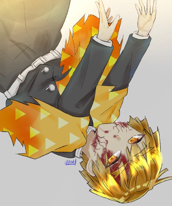 雨木さんがTwitterに投稿した我妻善逸(鬼滅の刃)のイラスト。