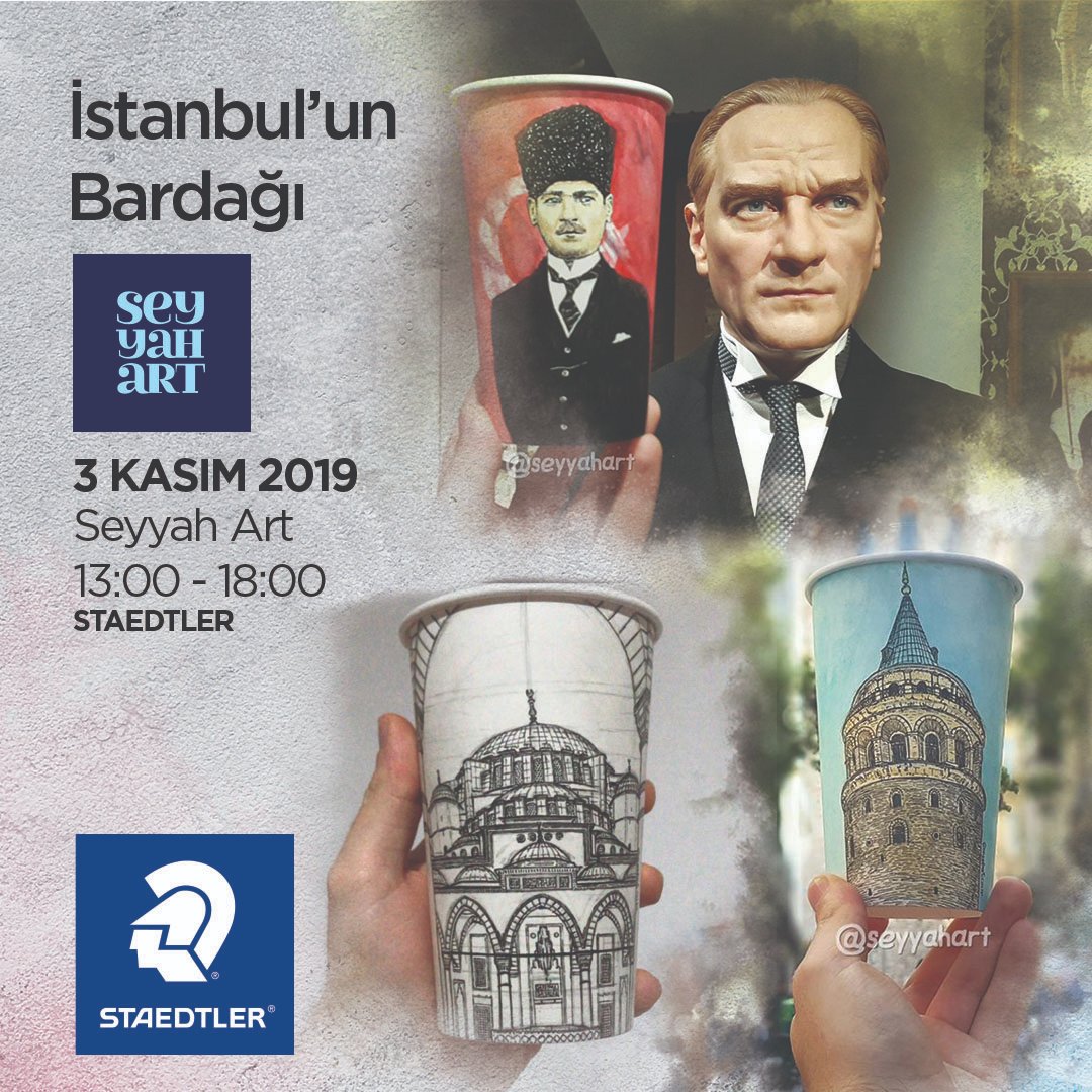 Karton bardak boyayarak dünyayı gezen <a href="/seyyahart/">seyyahart</a> istanbul ile ilgili bir çizim ve @staedtler.tr ürünleri ile PenFest'te olacak. ⠀⠀
📅 3 Kasım Pazar⠀
⏰ 13.00 - 18.00⠀
📍 Çırağan Sarayı

Online Kayıt: penfest.com.tr