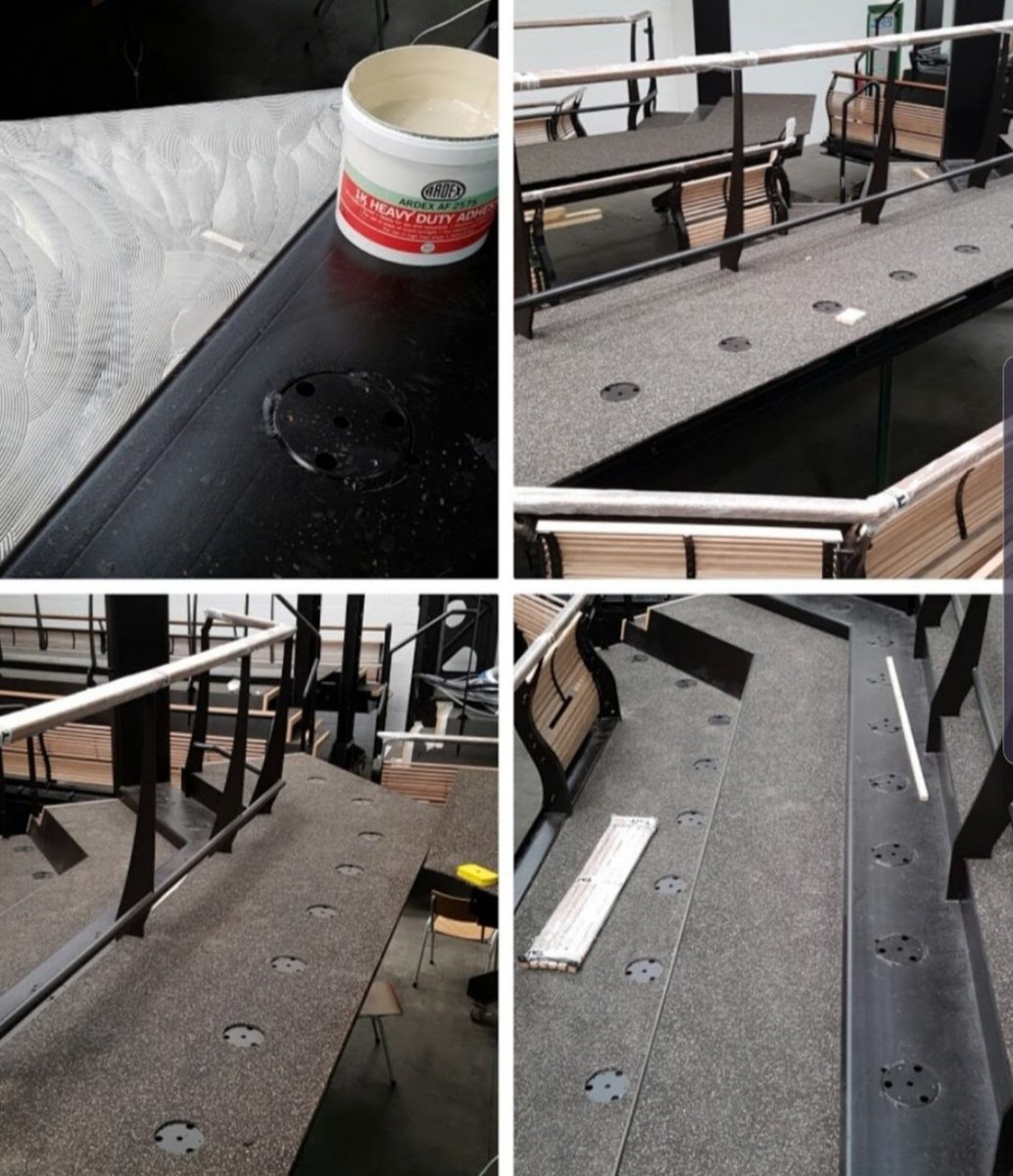 FlooringHarding's tweet photo. A custom built cinema seating area for a private client using 10mm rubber flooring. @ARDEXUKFlooring adhesive to ensure a good, strong finish. #teamardex https://t.co/nvKA7F5EYB