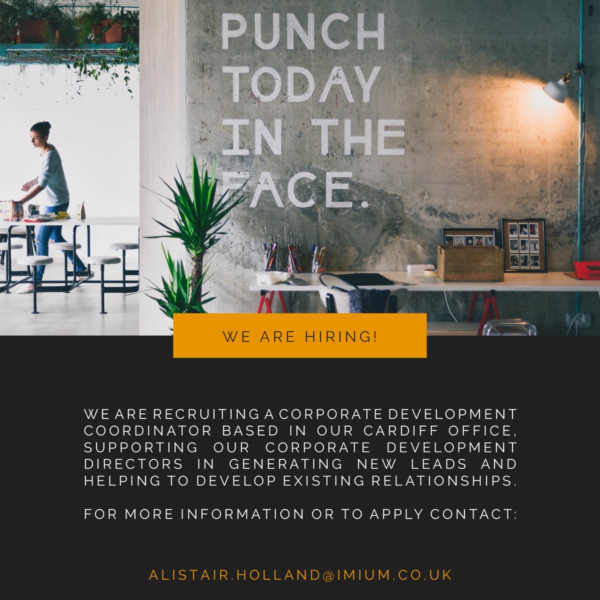 WE ARE HIRING: Based in our Cardiff office, we are on the lookout for a new Corporate Development Coordinator to support our Corporate Development team as we continue to grow.

For more information or to apply please contact: Alistair.Holland@imium.co.uk

#nowhiring #Jobs