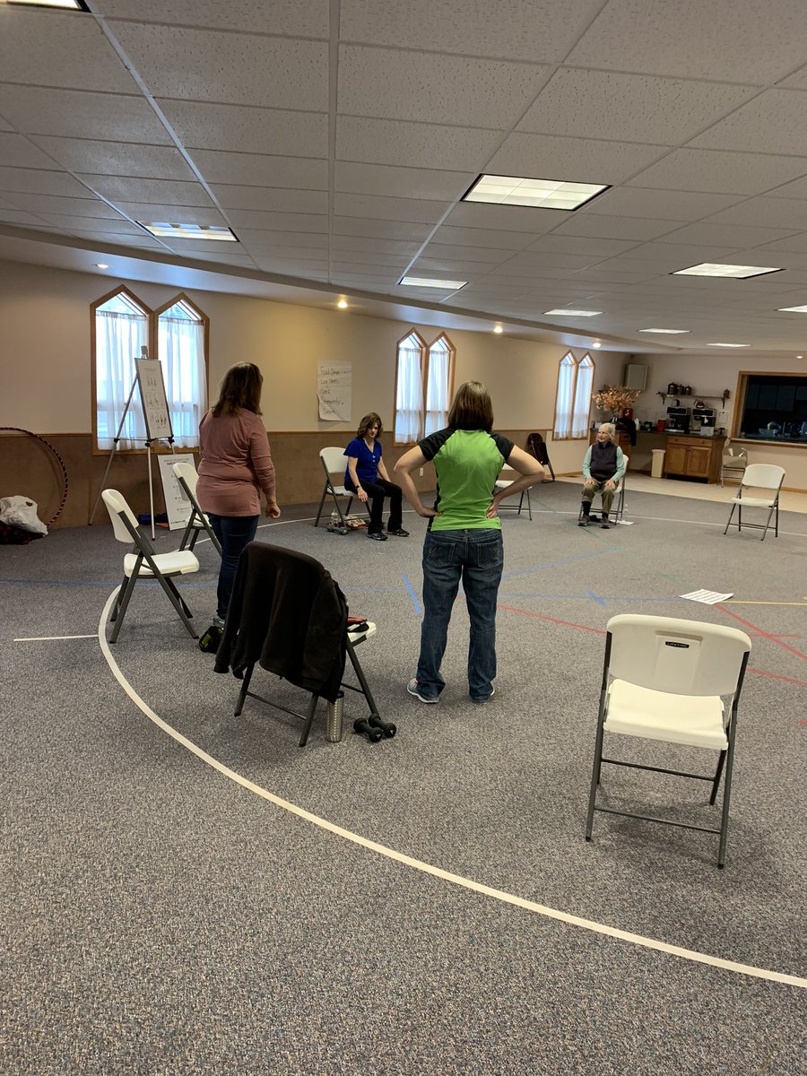 SuzanneStluka's tweet photo. First time in Choteau, MT yesterday. It was so great to see Jane Wolery our @MSU_Extension FCS Agent and to participate in her Strong 💪🏻People class! While exercising Jane had them talk about planning for passing on personal possessions - those real life stories were amazing! https://t.co/GjLasQRWgR