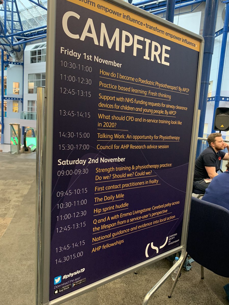 ACPOHE's tweet image. The @ACPOHE #FitForWork Campfire session in now LIVE 🔥 🔥 🔥 @thecsp #Physio19