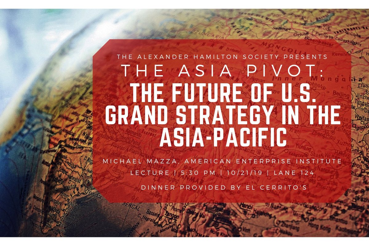 hamiltonsoc's tweet photo. October was a busy time for AHS chapters with topics ranging from Grand Strategy &amp; Great Power Competition to Israeli Diplomacy. Our chapters heard from a number of scholars including @RogerZakheim, @mike_mazza, @mattwaxman1. Congrats to all of our chapters on a successful month! https://t.co/DYYvTfMwtS