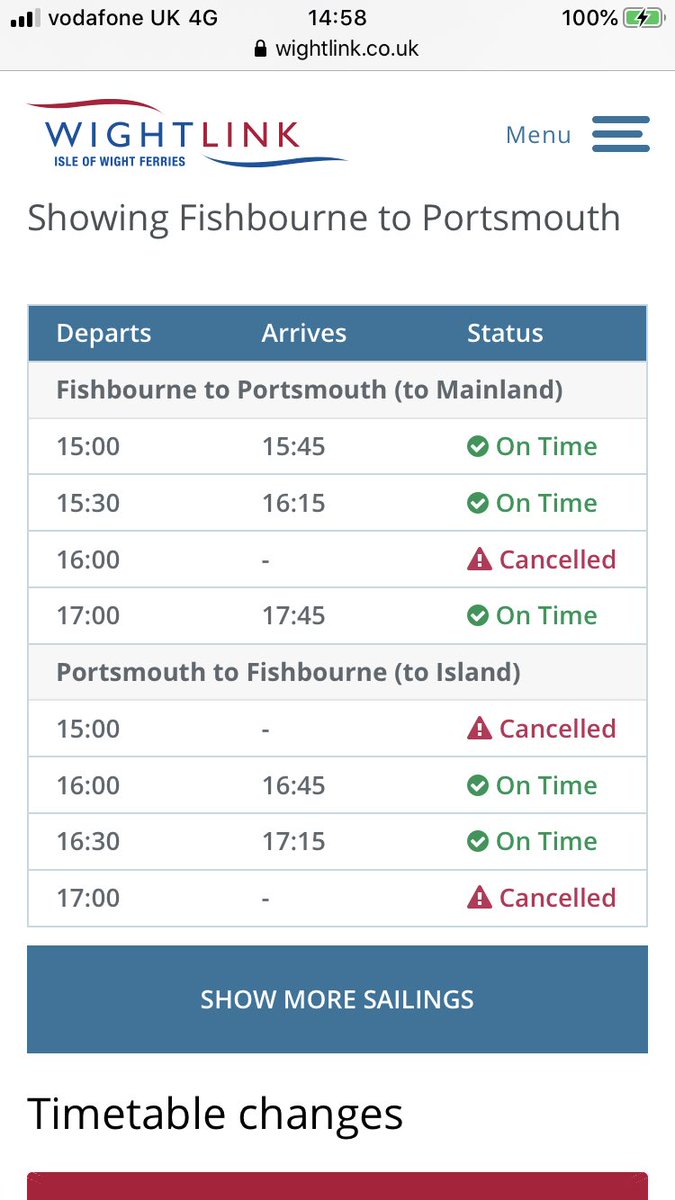 flumpymoomin's tweet photo. @WightlinkTravel how can you justify this service status on your website?! https://t.co/obasbJtfKU