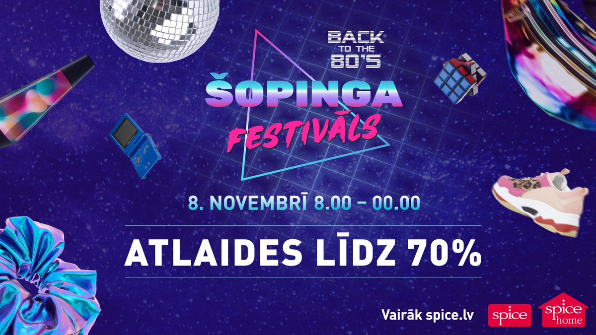 Arī šoruden, 8. novembrī no 8:00 līdz 00:00, norisināsies Spices Šopinga Festivāls! 🛍
Atgriezies 80-to gadu noskaņās un tiec pie tā, ko sirds kāro, jo atlaides līdz 70% visos Spice un Spice Home veikalos! 💜
Vairāk uzzini: spice.lv/festivals