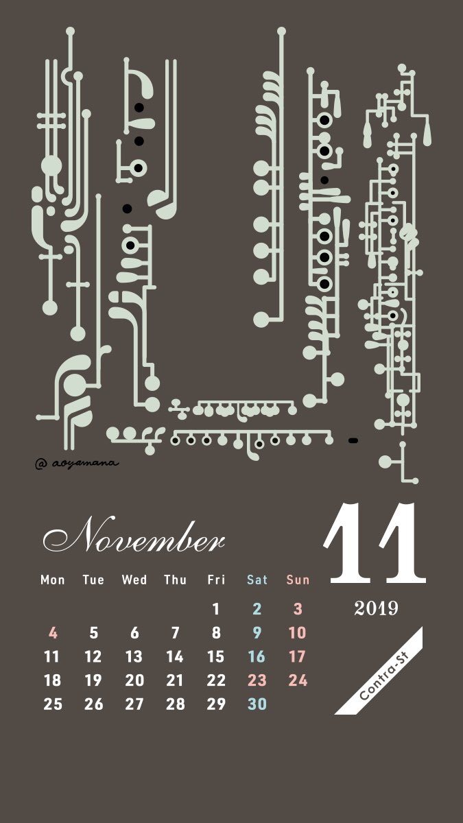 Contra St 東急ハンズ名古屋mini個展5 15 님의 트위터 11月の壁紙 木管楽器のキーです フルート ピッコロ オーボエ クラリネット バスクラリネット ファゴット それぞれどのキーがどの楽器がわかる方は木管マニア Contrast Design Contrast Calendar19