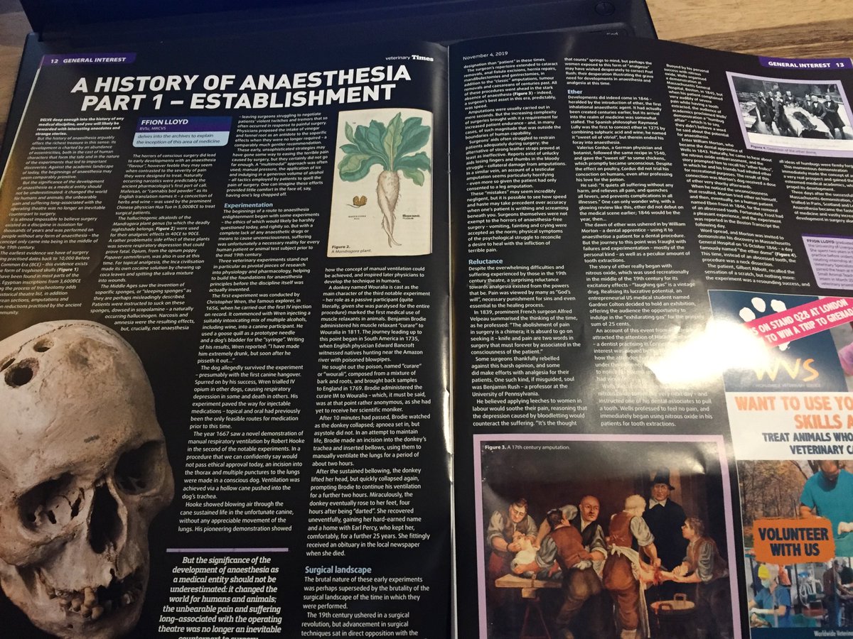 asmoffett's tweet photo. Fascinating article in this week’s ⁦@vettimesuk⁩ and true in stating it’s impossible to believe surgery existed for thousands of years and was performed on people without any form of anaesthesia.  ⁦⁦@VetSalus https://t.co/UfT7KKPxfS