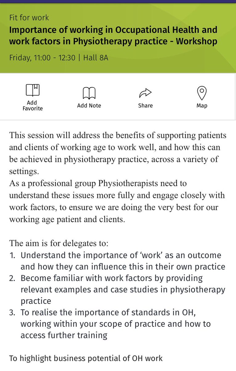 ACPOHE's tweet image. The first #FitForWork session @thecsp #Physio19 is at 11am in Hall 8a. Don’t miss out!!👇👇 #ACPOHEmugshot