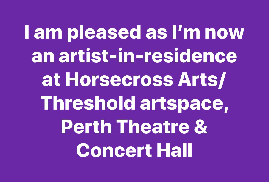 Looking forward to producing art work to share at home in the city of #Perth #thresholdartspace #perththeatre #horsecrosstheatre @HorsecrossPerth @PerthshireMag @TippermuirBooks