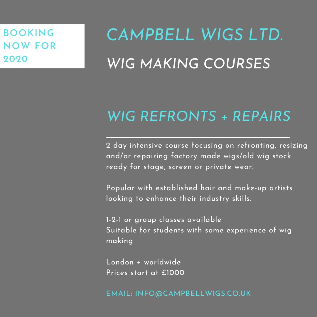 Campbell_Wigs's tweet image. Booking now for 2020

Check out our google reviews for more details.

EMAIL: INFO@CAMPBELLWIGS.CO.UK

#learnwigmaking #wigmakingcourses #london #londonwigmakingcourses #learnwigs #wigs #lacefrontwigs #film #tv #theatre #campbellwigs #wigmakingessentials #wigmakersunite