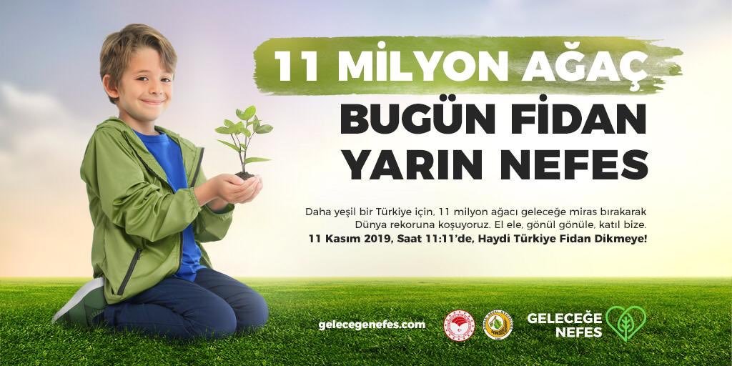 11 Kasım saat 11:11’de, 81 ilimizdeki 2023 noktada 11 milyon fidan toprakla buluşuyor. #NEVÜ #11MilyonFidan
#GeleceğeNefes

gelecegenefes.com