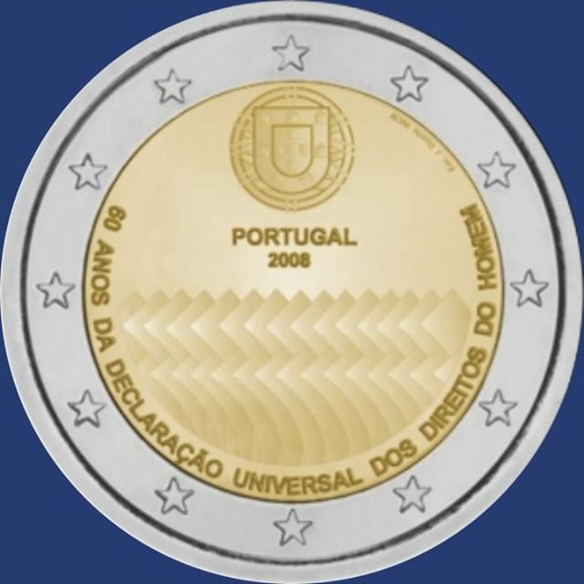 Numis_Hero's tweet image. 🇵🇹 #Portugal - 2008
·
Seixantè aniversari de la Declaració Universal de Drets Humans
·
La moneda reprodueix l'escut d'armes portuguès en la part superior. El nom del país emissor, «PORTUGAL», i l'any d'emissió, «2008», figuren sota. En la meitat inferior apareix un motiu geo…
