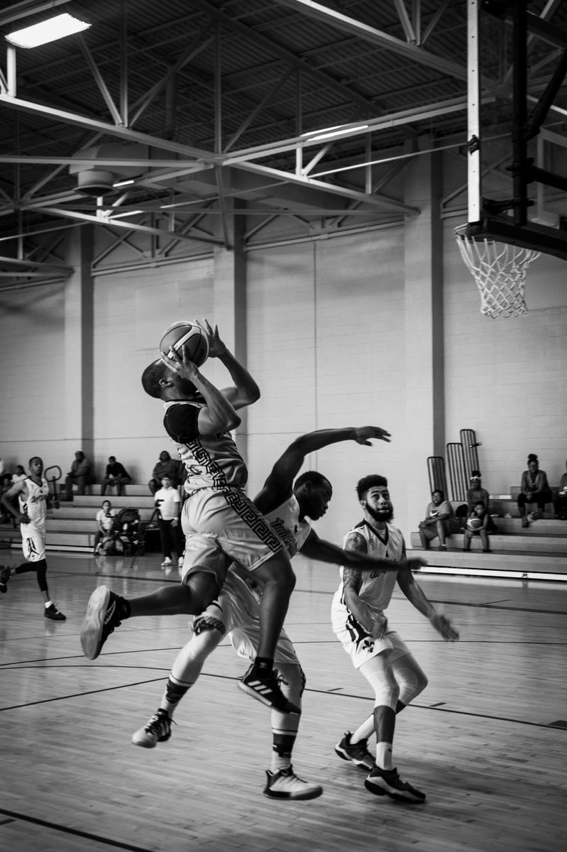 AlamoCityAztecs's tweet photo. Rashad Coleman attacking the basket during a road game in Lake Charles during the 2019 MLBA season! 
#AztecNation https://t.co/tB9XVUjrGN