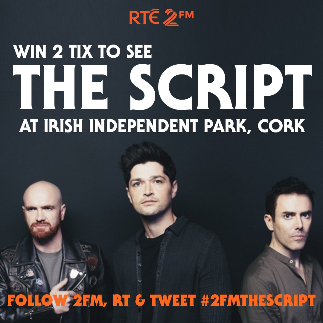 RTE2fm's tweet photo. YES BOI! 😍

@thescript have JUST announced an open-air summer show at Irish Independent Park, Cork on 23rd June 2020 as part of their huge #EuropeanSunsetsandFullMoonstour!

And...

You can win 2 tickets RIGHT NOW!

FOLLOW @RTE2fm 

RT this

Tweet #2FMTHESCRIPT

Simples. 😉 https://t.co/pOjhJA3pdX