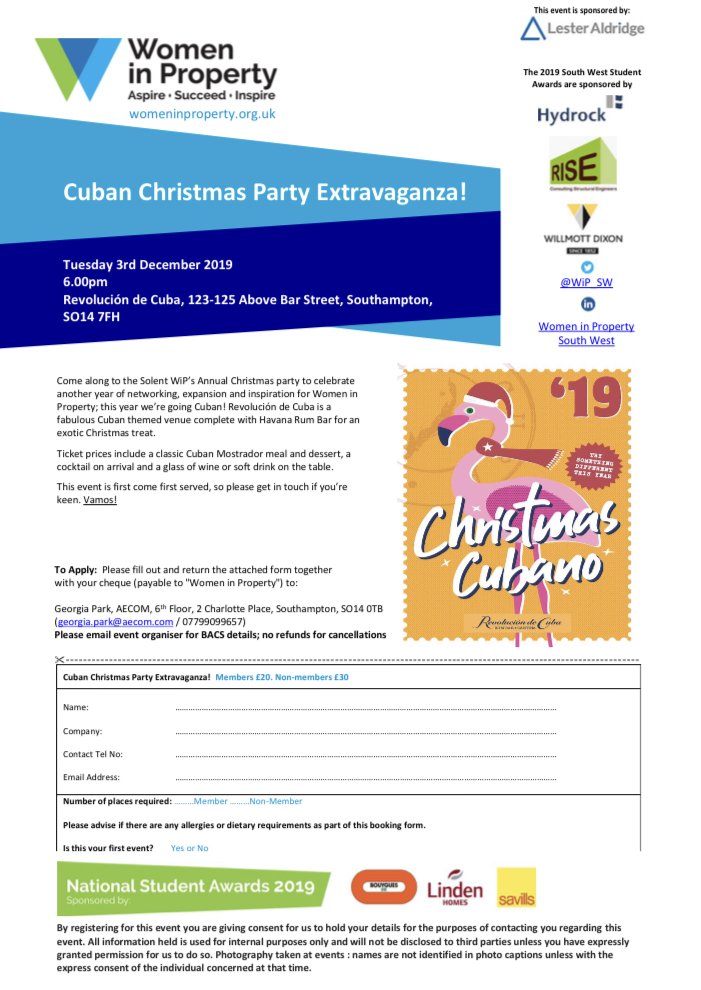WiP_SW's tweet photo. Have you booked your ticket to #WIPSolent Christmas party yet on 3rd December? Sponsored by @LesterAldridge, guests are invited to try something different and pop along for festivities with a difference @deCubanSoton #SouthamptonNetworking #HampshireNetworking https://t.co/2rZraiai4P