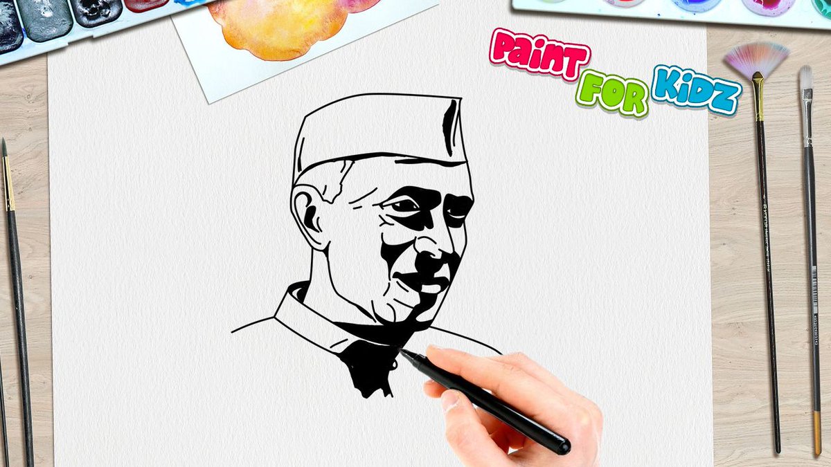 How to Draw Jawaharlal Nehru | Children's Day Drawing | Colored Pencil  Sketch - YouTube