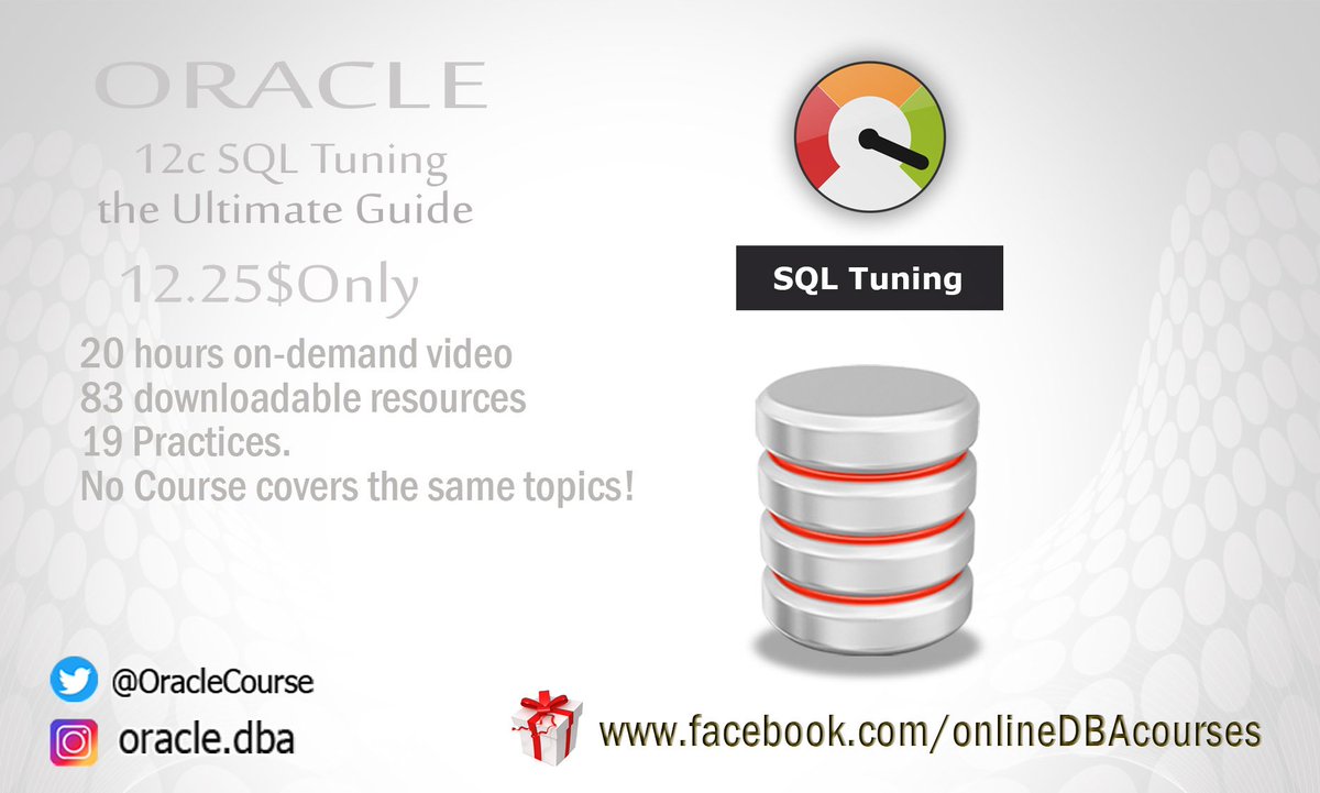 OracleCourse's tweet image. Oracle 12c SQL Tuning - the Ultimate Guide ( Buy it by 12 $ Only )
oracle-dba.thinkific.com/courses/oracle…

#12c #OracleASM #ACED #ASMFD #ThinProvisioned #All #ECO2019 #BCOUGTechDay #sql #Standby #ODTUG #Kscope20