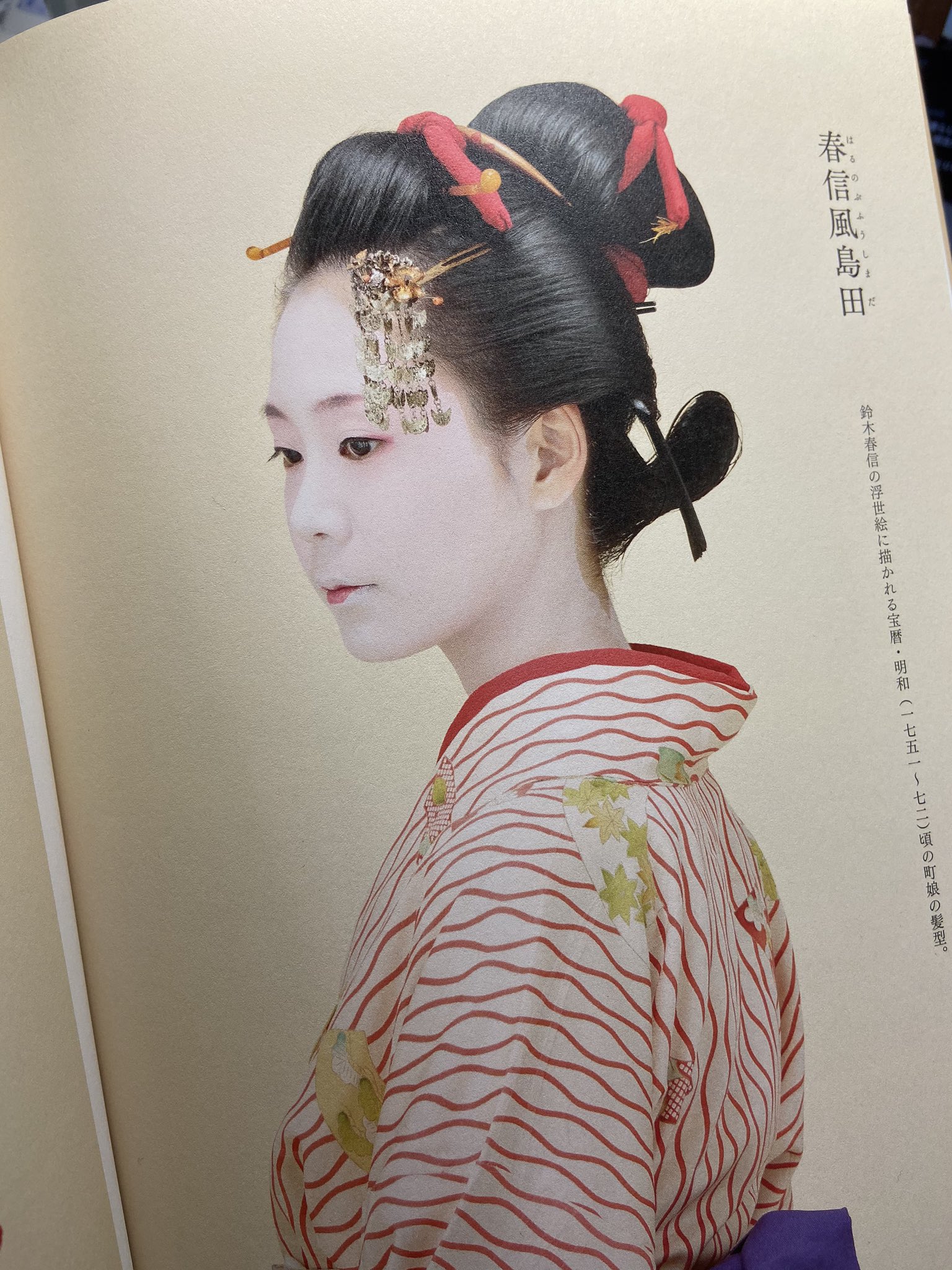 田村吉康 Tamura Yoshiyasu えっ春信風島田 この髪型 可愛くない めっっっっっちゃ可愛くない やはり浮世絵は初期が好き 着物の紋様も大柄だったりするし しかしこの 日本髪大全 は結い方もかなり細かく載ってるし歴史の流れが見えるのが最高