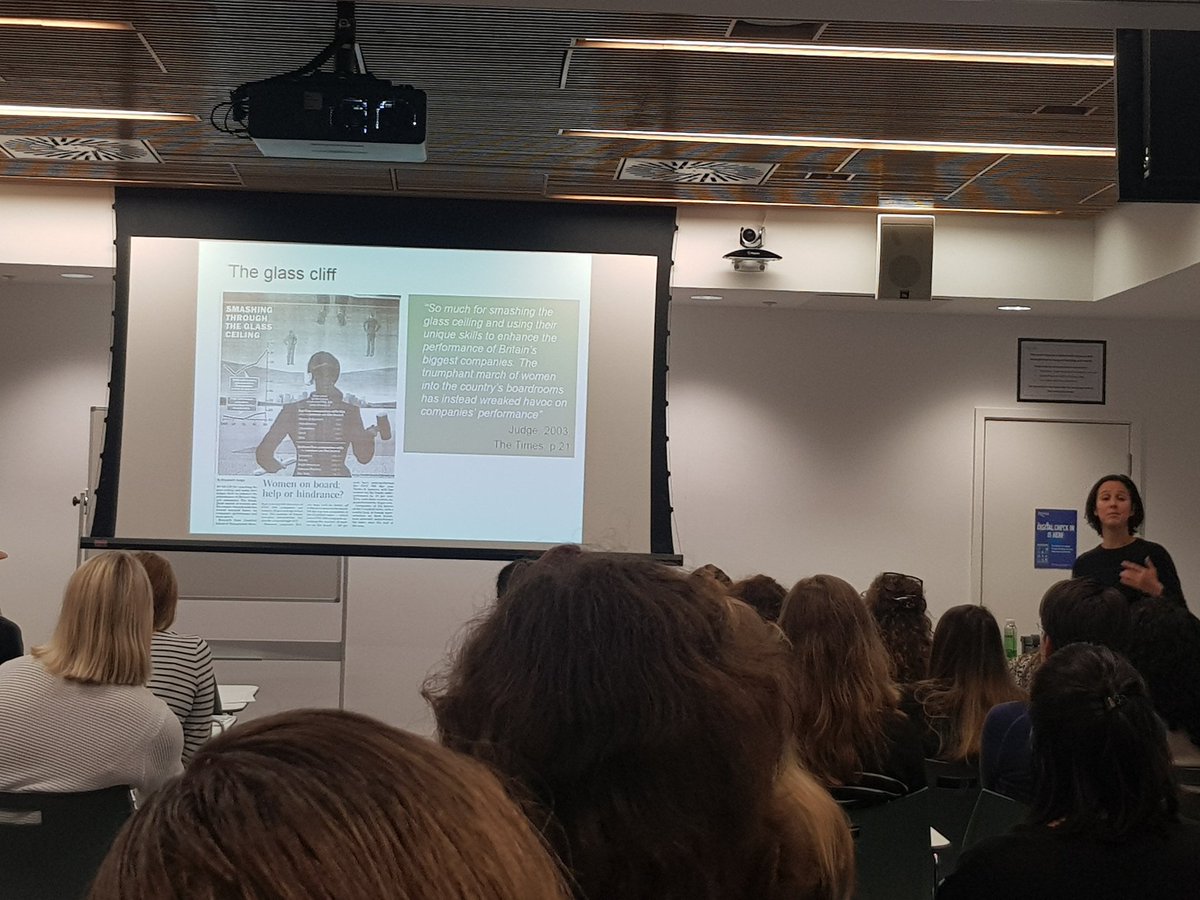 ClesCon's tweet image. Our keynote speaker for the second #CLESCon19 session is @shellkryan. Michelle a @exeterpsych professor who is discussing the phenomenon of the #GlassCliff. Women and members of minority groups are more likely to be put in lesdership positions which are risky.
