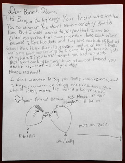 LettersOfNote's tweet image. On this day in 2012, @BarackObama replied to a letter from a young girl with two dads. lettersofnote.com/2012/11/our-di…