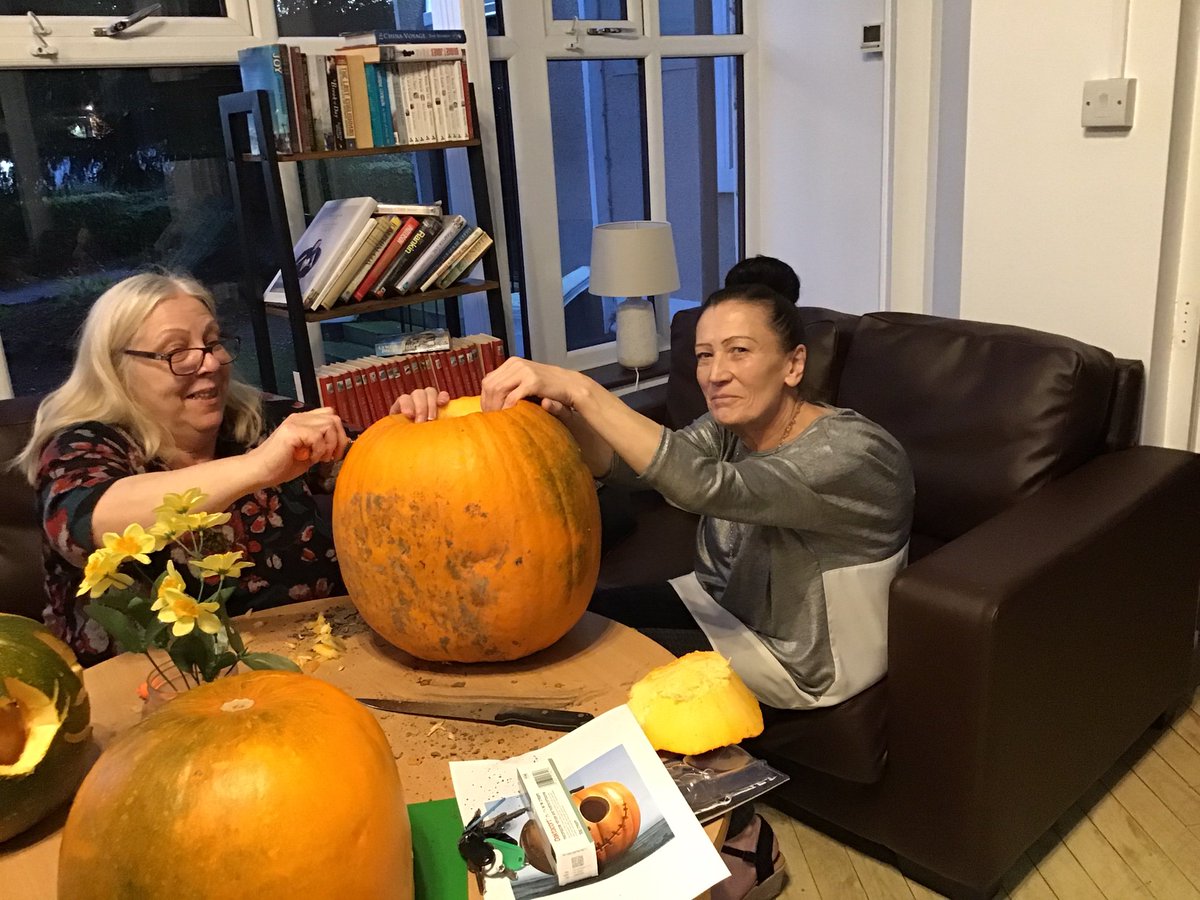 NHC_Helenas's tweet photo. Our residents and staff @NHC_Helenas enjoyed taking part in pumpkin carving at decorating for Halloween! #halloween2019 #WeareNHC https://t.co/HYnqCETPmG