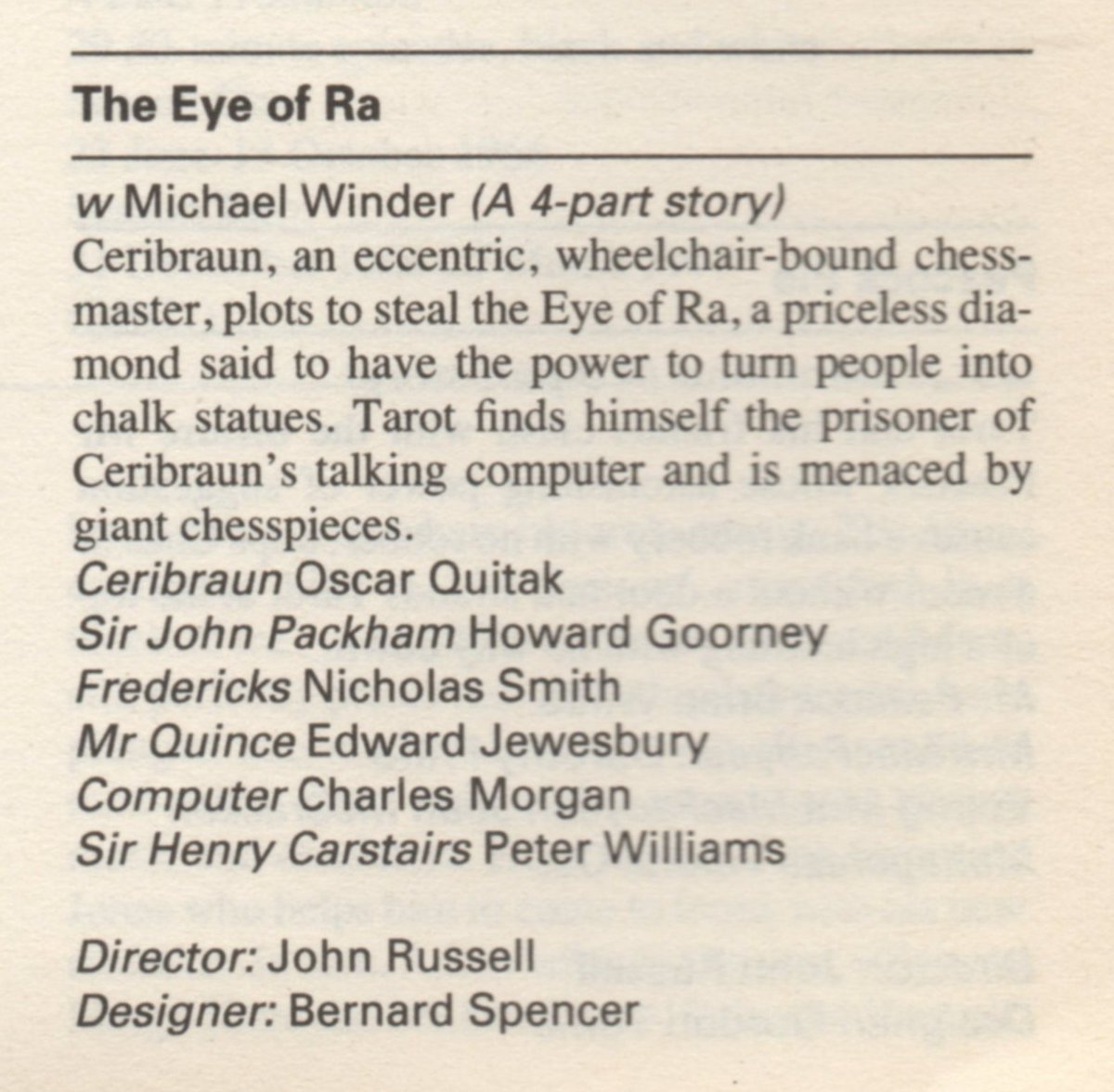 fred_owl's tweet image. In 1990 Roger Fulton's Encyclopedia of TV Science Fiction had a 3 page episode guide for Ace of Wands. Here are the tantalising entries for the much-missed Season 2. How many people read these and thought "that sounds good" only to discover they no longer exist? #missingepisodes