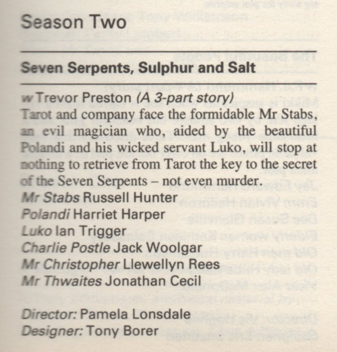 fred_owl's tweet image. In 1990 Roger Fulton's Encyclopedia of TV Science Fiction had a 3 page episode guide for Ace of Wands. Here are the tantalising entries for the much-missed Season 2. How many people read these and thought "that sounds good" only to discover they no longer exist? #missingepisodes