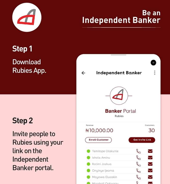 Egoras_auto's tweet photo. Be an Independent Banker
Waste no time... Start earning a salary.
Invite people with your link & you get to earn of every transaction they make
#IndependentBanker
#BankWithRubies
@rubies_ng https://t.co/aZU7eXXHuj