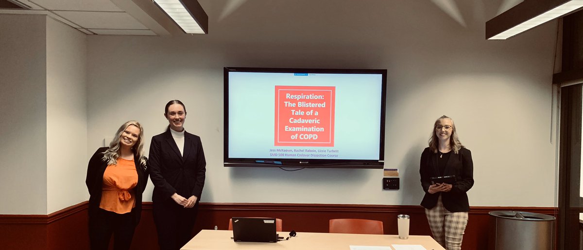 WCU_AT's tweet photo. Interdisciplinary students from our human cadaver dissection course (SMD 500) shared their research project, “Respiration: A Blistered Tale of a Cadaveric Examination of COPD” at WCU Fall Research Day 2019! Great job Jess, Lizzie, and Rachel! @chswcupa #ramresearch https://t.co/GhK9iiWqS1