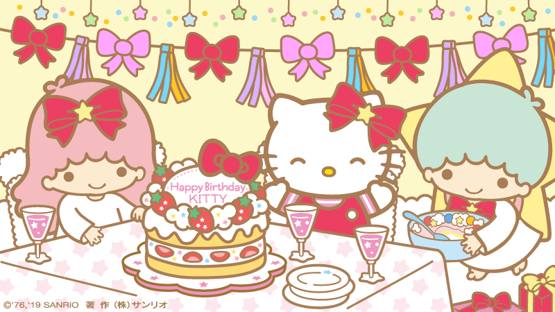 Kikilala Sanrio キティちゃんお誕生日おめでとう 真っ赤なリボンが似合うから 今夜はリボンパーティよ T Co Xwxaf9bh6s Twitter