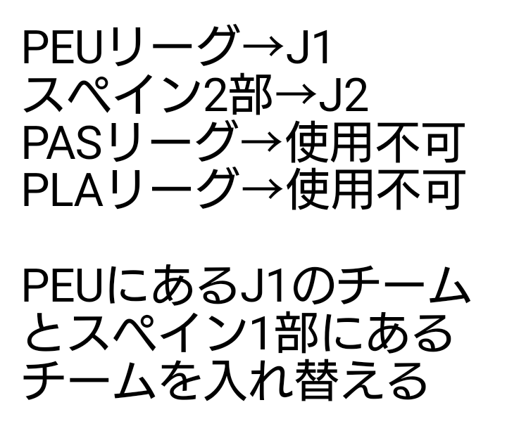 Waserin ワセリン チーム編成を要約するとこういうことです Peuリーグにインポートされるj1は入っています いつも通り Pasリーグに入るj1は J Pes Community より配布されています