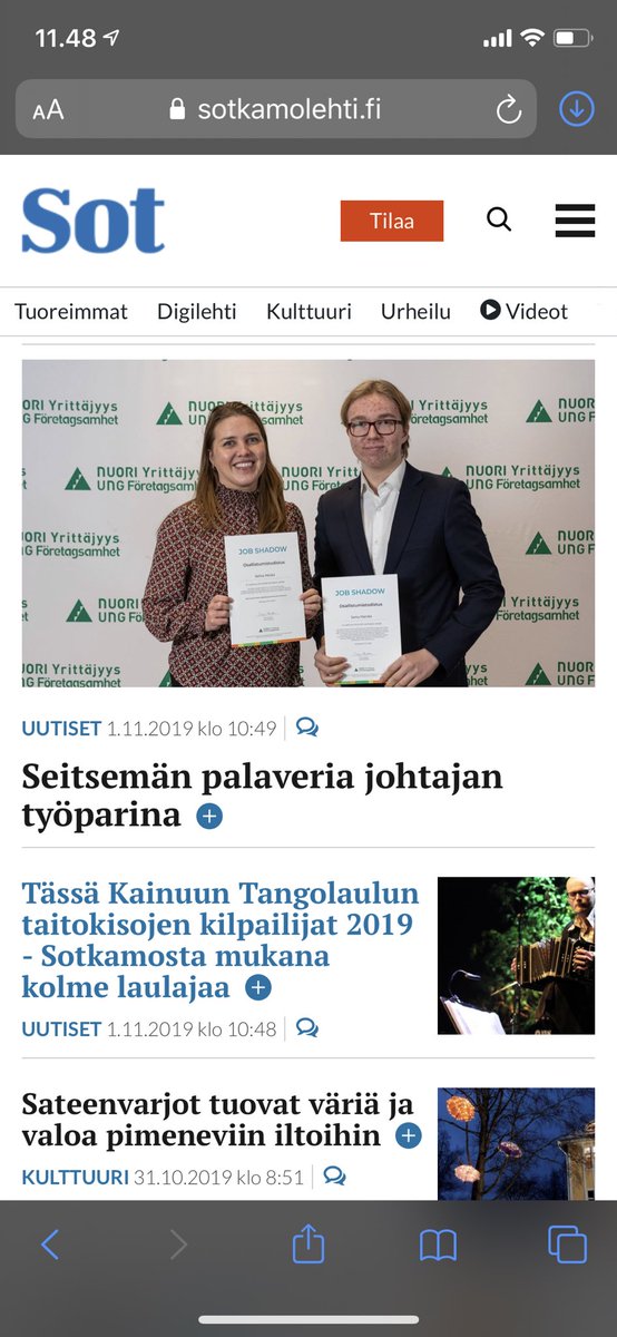 Sori kaverit, mut en malta olla jakamatta. Etusivun juttu Sotkamon paikallislehdessä mun ja <a href="/samuhanska/">SamuHanska</a> #NYJobShadow päivästä. #myfirst