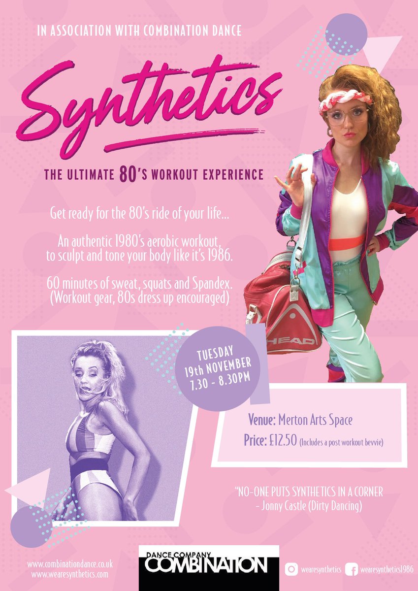 CombinationDC's tweet photo. Join us for the ultimate 80s workout experience
https://t.co/Hk7sSREBUI 
Tues Nov 19 7.30-8.30pm
Dust off your legwarmers! Ticket incl bottle of water &amp; a prosecco at the end to kick of the festive season! Gr8 for a group get together!
https://t.co/id5ybtsIKl
@MertonArtsSpace https://t.co/AmIGepl4dt
