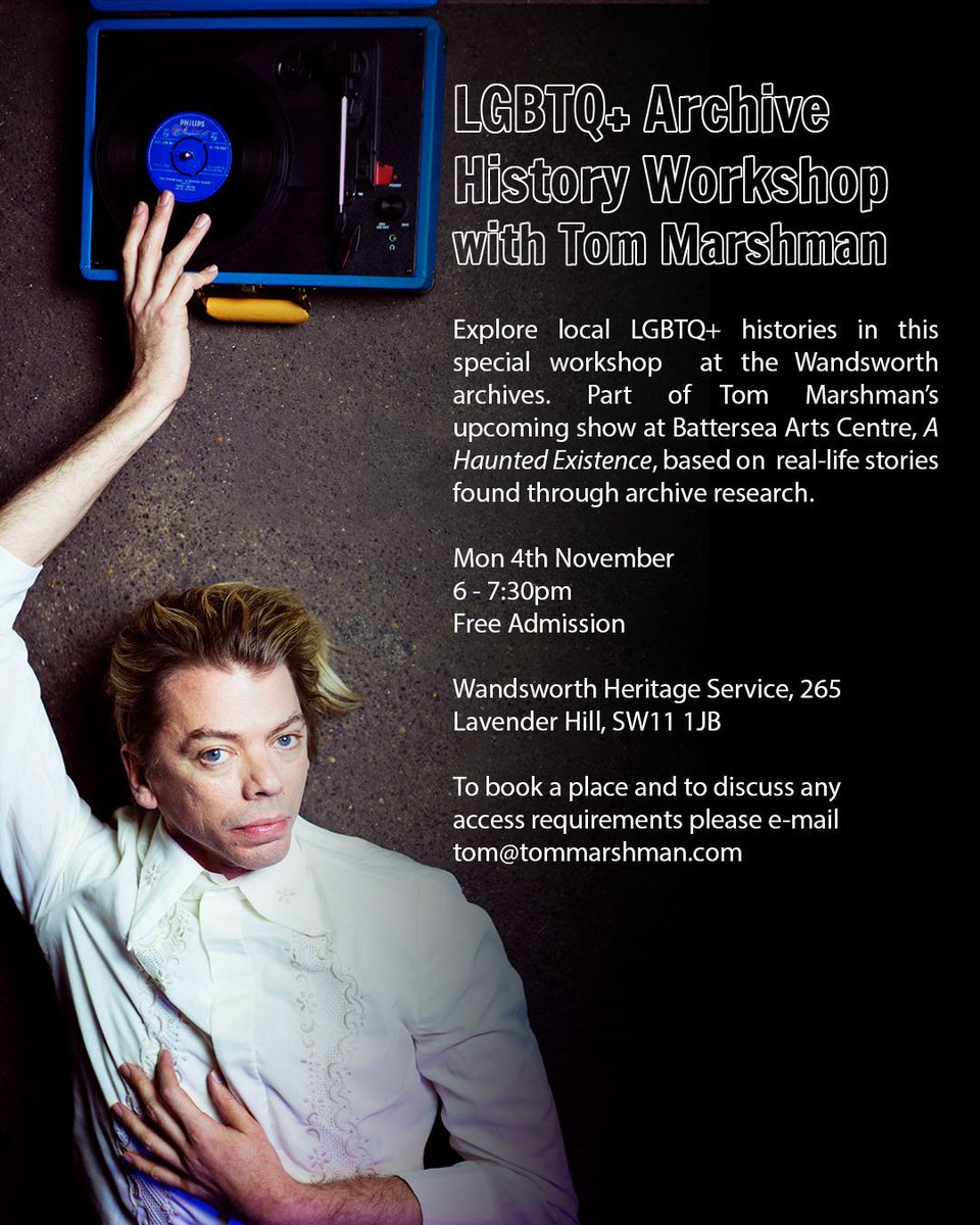 TommyMarshman's tweet photo. @battersea_arts also excited to be running a free workshop next Monday @wandsworthlibs for young people on using historical archives to find hidden stories #archivesarenotneutral #lgbthistory #lgbtarchive #research #queer #theatre https://t.co/nZ6RI3krFz