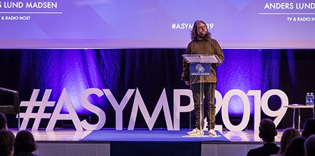 #ASYMP2019 has officially begun! 

To mark the beginning of an encouraging day with creativity in focus, we are pleased to welcome Anders Lund Madsen, journalist, entertainer, and radio-host on stage in the Lower S Auditorium.