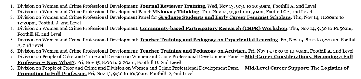 Ráchael Powers, PhD (@rpowerscrim) on Twitter photo @ASCWomenCrime has amazing professional development workshops at ASC. There is something for everyone and all of them are free! Please join us and encourage your colleagues and students to attend. Pre-registration is not required. <a href="/CrimWomenKnow/">CrimWomenKnow</a> #ASC2019 ascdwc.com/asc_workshops/ @ASCWomenCrime has amazing professional development workshops at ASC. There is something for everyone and all of them are free! Please join us and encourage your colleagues and students to attend. Pre-registration is not required. <a href="/CrimWomenKnow/">CrimWomenKnow</a> #ASC2019 ascdwc.com/asc_workshops/