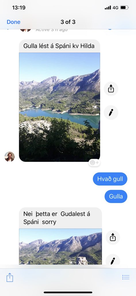Auto correct er enn skemmtilegra hjá gamla fólkinu. Pabbi er tvisvar búinn að fá hjartaáfall og er staddur á Kanary, fekk þessi skilaboð og hann á tvær vinkonur sem heita Gulla