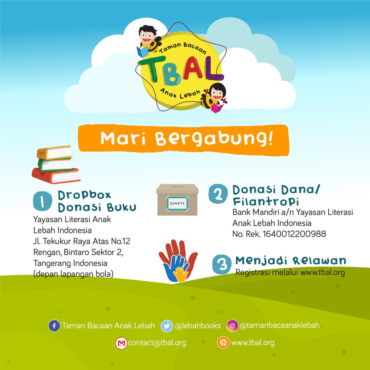 Weekend ini dropbox donasi buku #tamanbacaanaklebah ada di #PojokDonasi acara #nextgenerousion <a href="/FilantropiINA/">Perhimpunan Filantropi Indonesia #FilantropiHub</a> <a href="/epiwalk_rasuna/">epiwalk_rasuna</a> . Yuk datang dan bawa donasi buku cerita anak ya! ❤

#lebahbooks #tbal #tamanbacaananaklebah #TBAL #veramakki #elveramakki #indonesia