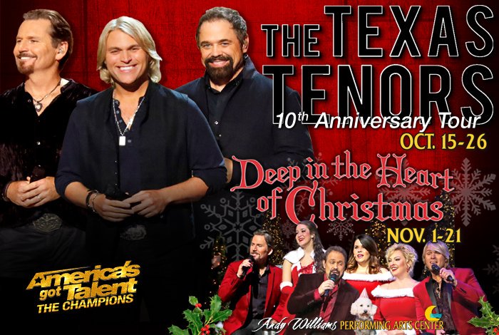AndyWilliamsPAC's tweet photo. Today is the day! The #Christmas season has arrived in #Branson. Join us for #TheAndyWilliamsOzarkMountainChristmas with #TheLennonSisters, @DavidOsmond1, @rickthomasmagic, and don't miss @thetexastenors   #DeepInTheHeartOfChristmas!
417-334-4500 or https://t.co/JqhmuNpH74 https://t.co/93D3lZ7137