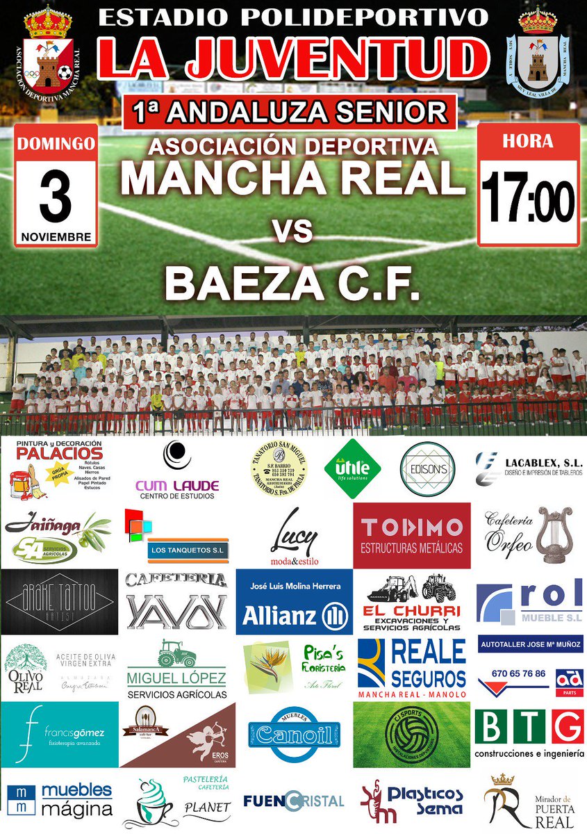 NoticiasATMR's tweet photo. Domingo de futbol en La Juventud! 

🕛 12h00 @atmanchareal vs @CFMOTRIL 

🕔 17h00 @MancharealAD vs @BAEZACF 

Dos nuevas citas para empezar noviembre. Vamos a bajar a apoyar a ambos equipos!! 💚⚪🔴 https://t.co/AVQxtByoWW