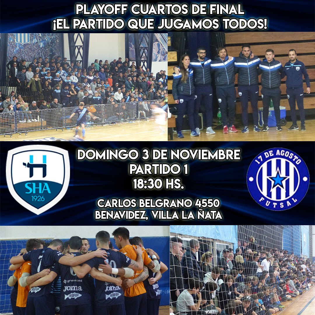 hebraicafutsal's tweet photo. #Playoff 💪
¡Faltan 2️⃣ días! 
El domingo el equipo necesita de todos en el primer partido de la serie de cuartos de final ante 17 de Agosto. 
¡Vení a alentarnos! 🗣️
¡Vamos #Hebraica! 🔵
@adostoquesfut @pasionfutsal @FutsalEsPasion6 https://t.co/VfRrradiRk