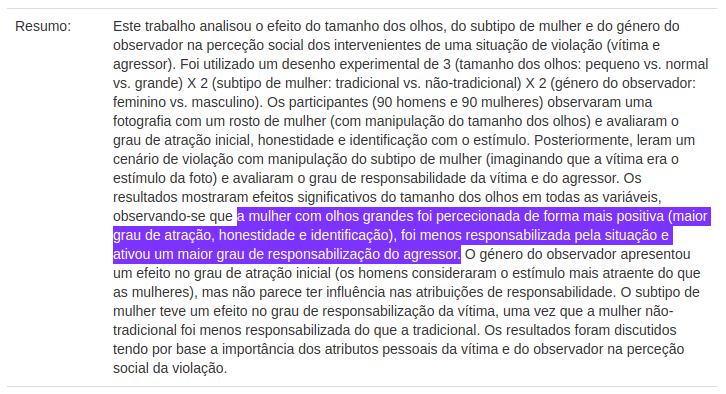  Olhos grandes fazem uma mulher parecer mais atraente, honesta e menos responsável pela própria vitimização.Estudo da  @UAlg  https://sapientia.ualg.pt/handle/10400.1/5979