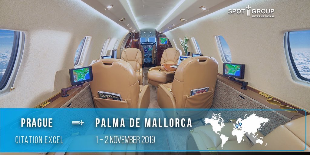 Spot_Group's tweet photo. Book your flight on #CitationExcel over the amazing western mediterranean to the majestic #PalmaDeMallorca, and enjoy the 13th century landmarks, as an unforgettable experience.
For more details: https://t.co/YJpXsw2Pyf
#Prague #PalmadeMallorca #emptyleg #bizav #jetavailability https://t.co/NOvko4JkX8