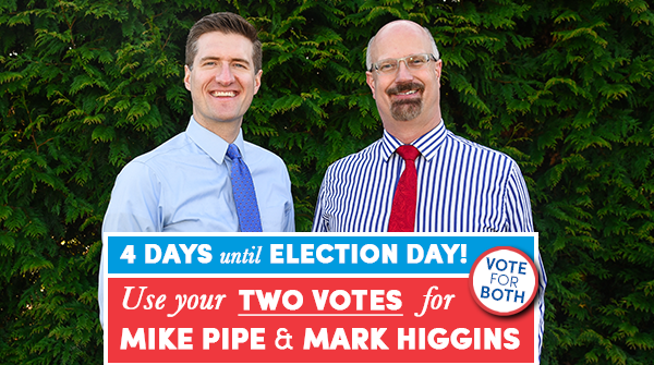 MichaelPipe's tweet photo. FOUR DAYS until Election Day! #twovotes https://t.co/2WdkSJnxKB