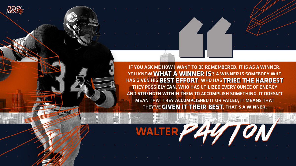 ChicagoBears's tweet photo. Today and every day we remember Walter Payton as a winner, who always gave his best on and off the football field.

We miss you, Sweetness. https://t.co/8po5kn20PM